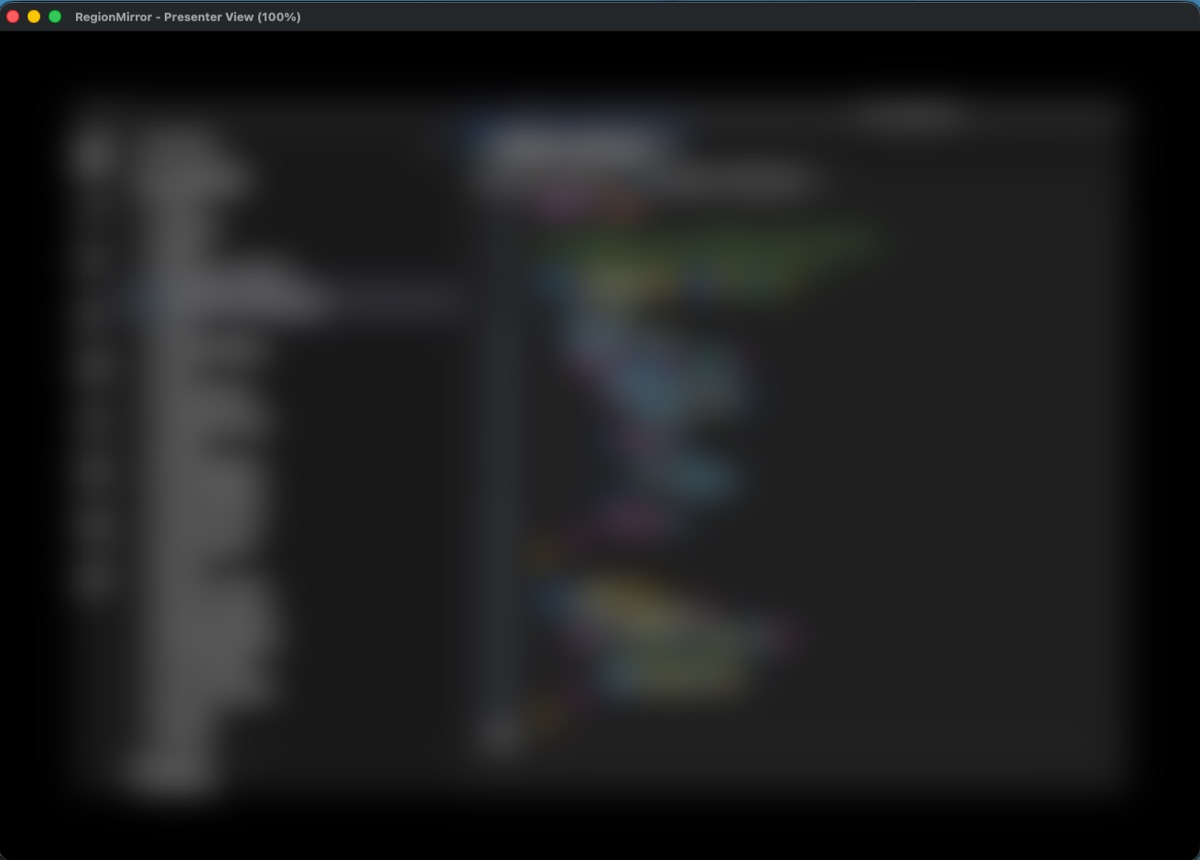 The shared region blurred in RegionMirror to hide sensitive information