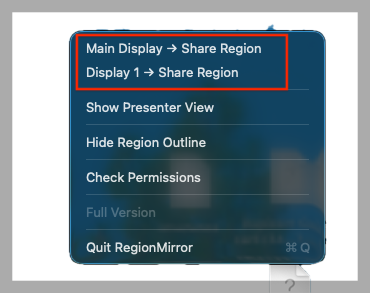 Step 1: Choose Share Region